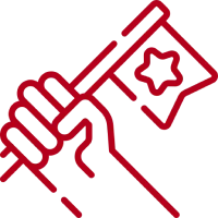 Hand gripping flag with star symbol